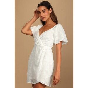 Lulus With Your Heart White Burnout Floral Off-the-shoulder Mini Dress - Size XS